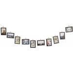 Premium Bilderrahmenleine für 10 Bilder | Collage Fotoleine mit Klammern | einzigartig und modern | Fotowand zum Aufhängen der Bildern im Hoch Querformat | Bilderrahmen mit Wäscheklammern Schwarz