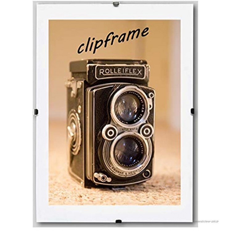 Rahmenloser Bildhalter clipframe 50x70 cm Cliprahmen mit 1 mm Antireflex Kunstglas