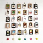 YSJJQSC Bilderrahmen 30 stücke Papier Fotorahmen Set mehrere Bildmatten Mini Holzklammern String Hängende Pappe für Home Raum Wanddekor DIY