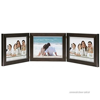 Deknudt Frames S41VK3-H3H-10.0X15.0 Bilderrahmen aufklappbar für 3 Fotos Querformat Braun 18,2 x 13,9 x 1,7 cm