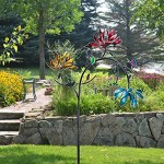 Großer Windwindspinner aus Metall mit DREI Sich drehenden Blumen- und Schmetterlingswindmühlen für die Garten- und Gartenkunstdekoration im Freien