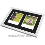 WANDStyle Rahmen für Polaroid-Bilder Serie H950 weiß gemasert Normalglas inkl. Passepartout schwarz für 2 Polaroids
