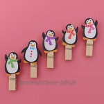 Amosfun 10 Stücke Mini Holzklammern Penguin Form Holz Wäscheklammern Zierklammern Dekoklammern Weihnachten Deko Klammern Foto Clips für Fotowand Basteln Snacks Tüten