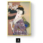 Japanische Geisha Wandkunst Poster Vintage Kimono Frau Leinwanddruck Malerei Dekoration Bild für Wohnzimmer Wohnkultur 50x70cmX2pcs Rahmenlos