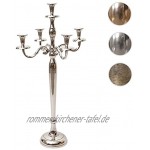 Mendler Kerzenleuchter HWC-D81 Kerzenständer Leuchter Kerzenhalter 5-armig aus Aluminium 80cm massiv 2,2kg Farbe: Silber