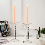 NUPTIO 2 Stück Kerzenhalter Glas für Tische Klare Kerzenhalter für Stumpenkerzen 23.5cm Hohe Kerzenhalter-Set für Wohnzimmer Esszimmer Hochzeitsdekorationen Einweihungsgeschenk