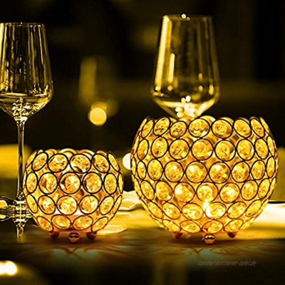 Queta Kerzenständer 2er Set 15cm und 10cm Kerzenhalter Vintage Kristall Bowl Kerzenleuchter für Aromatherapie Weihnachts Hochzeit Party Tischdeko