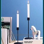 Schwarzer Kerzenhalter 2er Set dekorative Kerzenständer Stumpentisch mit Metall als Hochzeits- oder Heimdekoration für Bar oder Party