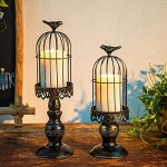 Sziqiqi Vintage Vogelkäfig Kerzenleuchter Dekoration Kerzenhalter für Hochzeit und Esstisch Kerzenständer aus Eisen mit Schnitzfiguren Schwarz