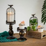 Sziqiqi Vintage Vogelkäfig Kerzenleuchter Dekoration Kerzenhalter für Hochzeit und Esstisch Kerzenständer aus Eisen mit Schnitzfiguren Schwarz
