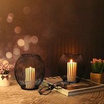 VOFANK Kerzenständer 2er Set Kerzenständer Schwarz Metall Oval Kerzenhalter Kreativ Vintage Eisen Draht Windlicht Kerzenleuchter für Wohnzimmer Schlafzimmer Deko Tischdeko