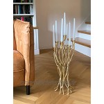 Werner Voss Gold Kerzenhalter Design Kerzenleuchter 7-flammig für Stab-Kerzen hoch Aluminium Metall Exklusive Handarbeit modern Tischdekoration Kerzenständer 63,5 cm