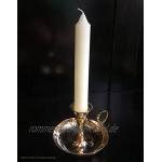 zeitzone Kerzenhalter mit Henkel Biedermeier-Stil Kerzenständer Messing poliert