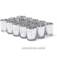 15 Stück Glas Teelichthalter 6.8cm Gefleckter Silber Kerzenhalter Premium Qualität Stilvoll & Elegant.