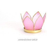aqasha® Lotus Teelicht groß aus Capiz Muschel Rosa Natur Qualität Kerzenhalter Windlichter Teelichthalter Dekoration 8 cm x 8 cm x 5 cm