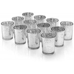 Artis Mercury Glas Votive Kerze Teelichthalter 2.75 H Set von 12 Speckled Silber für Hochzeiten Parties und Home Décor