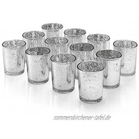 Artis Mercury Glas Votive Kerze Teelichthalter 2.75 "H Set von 12 Speckled Silber für Hochzeiten Parties und Home Décor