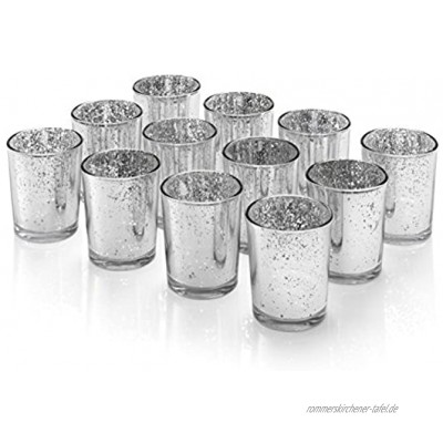 Artis Mercury Glas Votive Kerze Teelichthalter 2.75 "H Set von 12 Speckled Silber für Hochzeiten Parties und Home Décor