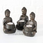 Boltze Teelichthalter 'Buddha' aus Kunstharz 9 x 9 x 14 cm Modell zufällig 1 Stück
