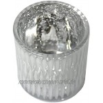 Dadeldo Home Teelichthalter -Glamour- Glas 9x8cm Weiss-Silber