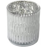 Dadeldo Home Teelichthalter -Glamour- Glas 9x8cm Weiss-Silber
