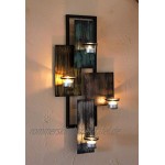 DanDiBo Wandteelichthalter Abstrakt Metall Wand Schwarz 61 cm Teelichthalter Kerzenhalter Wandkerzenhalter Wandleuchter