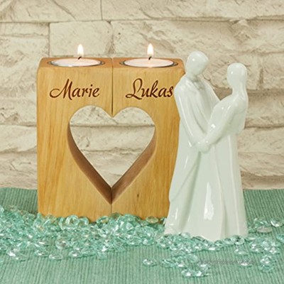 Geschenke 24: Kerzenständer Herz – graviertes Teelichthalter-Set mit Wunschnamen