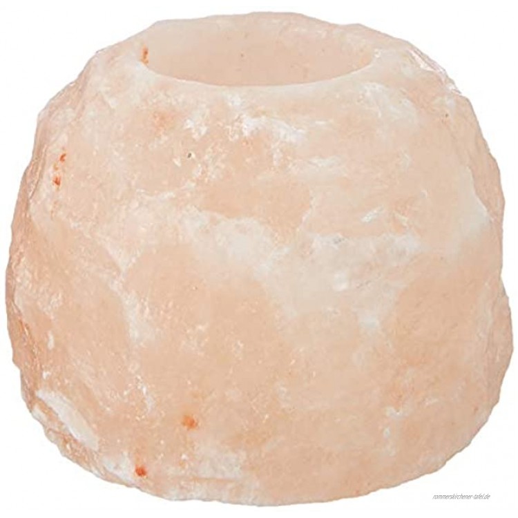 HIMALAYA SALT DREAMS Teelichthalter Rock Kristallsalz aus Punjab Pakistan Orange ca. 700 g