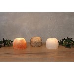 HIMALAYA SALT DREAMS Teelichthalter Set Rock-Trio 3x ca. 400g Kristallsalz aus Punjab Pakistan Orange Weiß Grau Ø 7 cm