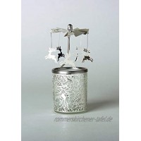 Kerzenfarm Hahn Glaskarussell Teelichthalter Windlicht 84345 Motiv Rentier Größe 16 x 6 x 6 cm Glaskarussel Glas Silber 6 cm