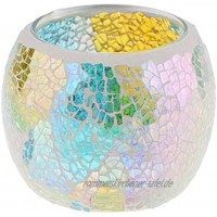 MagiDeal Mosaikglas Teelichthalter Teelicht Windlicht Kerzenhalter Mosaikglas Kugel bunt Ornament Doppelfarbig 2