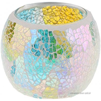 MagiDeal Mosaikglas Teelichthalter Teelicht Windlicht Kerzenhalter Mosaikglas Kugel bunt Ornament Doppelfarbig 2