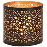 meindekoartikel 3er-Set Windlichter aus Metall 3-Fach Sortiert mit tollen Ornamenten Teelichthalter Kerzenhalter schwarz-Gold Ø 10 x Höhe 11 cm