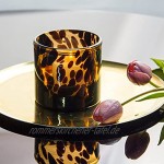 MJ PREMIER Teelichthalter D10x H10 cm Windlicht aus Glas Leopard Teelichtgläser Braun Kleine Vase Glas Deko für Wohnzimmer Hochzeit Party Deko Wohnaccessoire,Braun