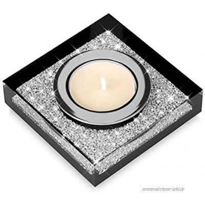 My IMPLEXIONS Edler Teelichthalter Lotus 1 veredelt mit Swarovski Kristallen Funkelnde Tischdeko Moderne Dekoration 1 Stück Schwarz