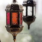 NUPTIO 2 Stücke Hängende Sechseck Dekorative Marokkanische Kerzenlaternenhalter Handgefertigter Hängender Teelichthalter aus Braunem Metall & Rotem & Lila Glas Geschenk & Dekorartikel