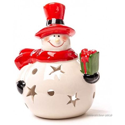 Teelichthalter Schneemann mit Geschenk Windlicht Weihnachtsdekoration H 15cm