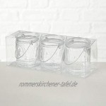 Windlichter Teelichthalter Country 3er-Set aus Glas zum Aufhängen Ø ca. 6 cm