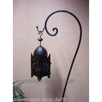 Orientalische Laterne aus Metall Schwarz Frane 51cm groß | Marokkanische Gartenlaterne für draußen Innen als Tischlaterne | Marokkanisches Gartenwindlicht Windlicht hängend oder zum hinstellen