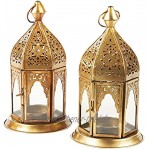 Orientalische Laternen 2er Set Laterne Basem Klar | 2X Orientalisches Windlicht aus Metall & Glas in Klar | Marokkanische Glaslaterne für draußen als Gartenlaterne