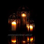 Relaxdays 3er Laternen Set Deko Laternen für draußen & drinnen 3 Größen vintage Retro Windlicht für Kerzen schwarz