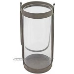 Stonebriar Industrial Glass Cylinder Hurricane Candle Lantern with Rustic Zinc Metal Frame and Handle Windlicht mit rustikalem Zink-Metallrahmen und Griff grau