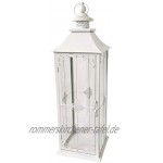 Wohaga Laterne 'Grace' Landhaus Style H70cm Metalllaterne Weiß Gartenlaterne Kerzenhalter Gartenbeleuchtung Windlicht