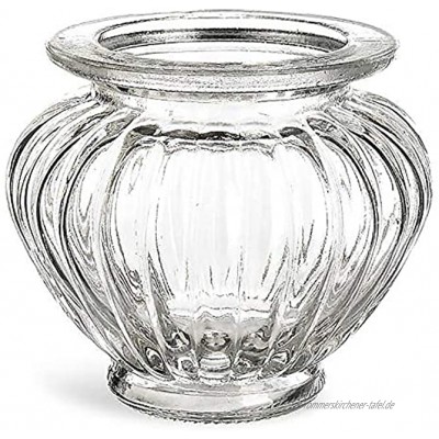 Annastore 12 x Windlichter aus Glas im Vintage-Look H 9 cm bauchig Teelichtgläser Kerzengläser 12 Gläser