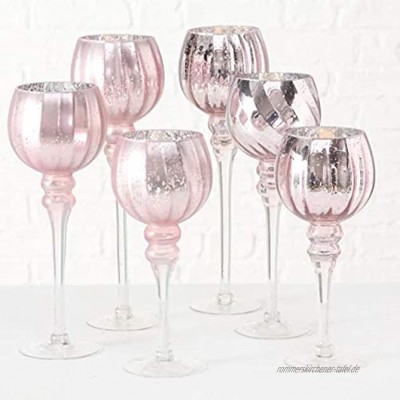 BOLTZE Windlicht Manou 3er SET H30-40 rosa Glas lackiert SET PREIS