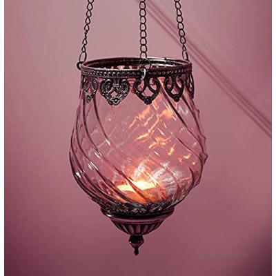 Dekoleidenschaft Windlichthänger „Orient“ aus Glas & Metall orientalischer Teelicht- & Kerzenhalter zum Aufhängen Windlicht hängend Antiksilber