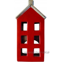 HANTERMANN Deko Windlicht Haus rot | Windlicht aus Porzellan | Porzellan Deko Weihnachten | Höhe 18 cm | Weihnachtsdekoration | Made in Germany