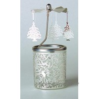 Kerzenfarm Hahn Glaskarussell Teelichthalter Windlicht 84341 Motiv Weihnachtsbaum Größe 16 x 6 x 6 cm Glaskarussel Glas Silber 6 cm