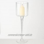 mucHome 3 Stück Kerzenständer Teelichthalter Windlicht ohne Kerze Hohe Elegante Gläser Stilvolle Dekoration Design-Windlichter Höhe 30cm 40cm 50cm