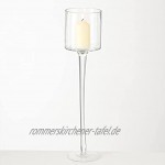 mucHome 3 Stück Kerzenständer Teelichthalter Windlicht ohne Kerze Hohe Elegante Gläser Stilvolle Dekoration Design-Windlichter Höhe 30cm 40cm 50cm